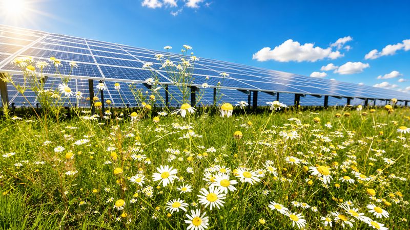 Ground-mounted solar park in an open landscape
